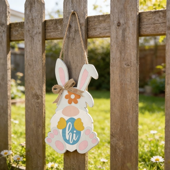 Rirozkan Easter Wooden Ornaments, Bunny Chick Egg Hanging Decorations, Rustic Wood Cutouts, Spring Home Decor, Tabletop or Wall Hanging for Easter Party, Holiday Display