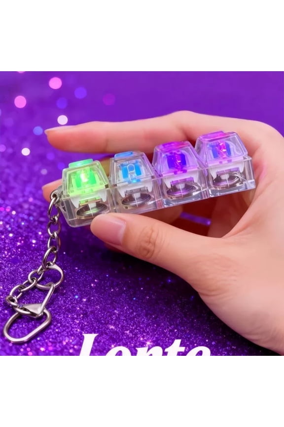 Fidget Keychain, Mechanical Keyboard Clicker with 4 Keys, Stress Relief Gadget for Focus, Small Click Toy for Adults, for Office or Anxiety Relief