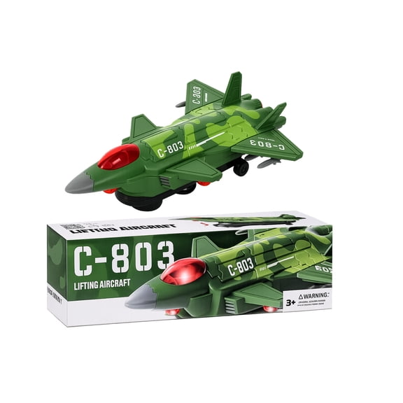 Rirozkan Fighter Jet Toy Plane, Military Aircraft Model, Light Up Plane, Pull Back Airplane Toy for Boys, Kids Birthday Gift