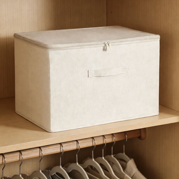 Rirozkan Foldable Storage Bin, Collapsible Storage Box with Zipper, Large Closet Organizer Bin, Fabric Storage Container for Clothes Blankets