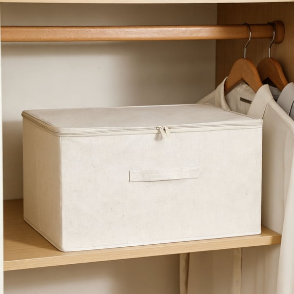 Rirozkan Foldable Storage Bin, Collapsible Storage Box with Zipper, Large Closet Organizer Bin, Fabric Storage Container for Clothes Blankets