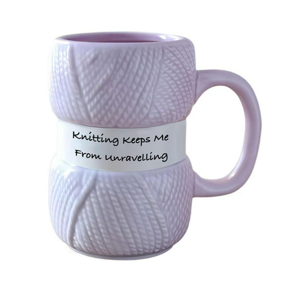 Rirozkan Funny Knitting Mug, Ceramic Coffee Cup with Yarn Ball Design, Gift for Knitting and Crochet Enthusiasts, 11 Ounce Tea Cup for Drinkware and Gifts, Purple