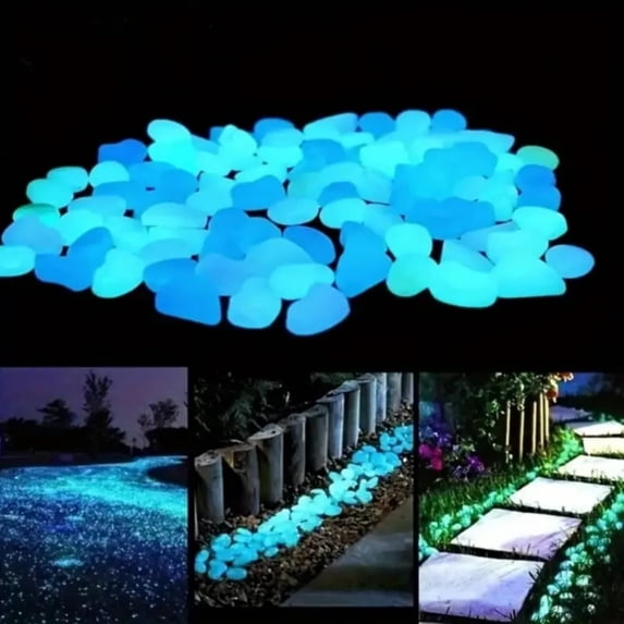 Rirozkan Glowing Pebbles, Glow in The Dark Rocks, Luminous Stones for Garden, 0.4-inch for Outdoor Walkway, Landscape Decoration for Yard