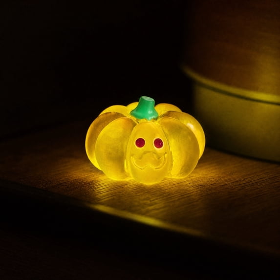 Rirozkan Halloween Glowing Ornaments, Mini Luminous Resin Pumpkin Ghost Figurines, Spooky Glow in Dark Decor for Car Dashboard, Desk, Halloween Party