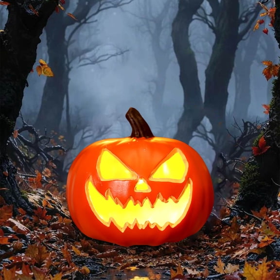 Rirozkan Halloween Pumpkin LED Lantern, Blow Mold Jack-o'-Lantern Light for Spooky Home, Bar, Porch, Mantel Decor (Batteries Not Included)
