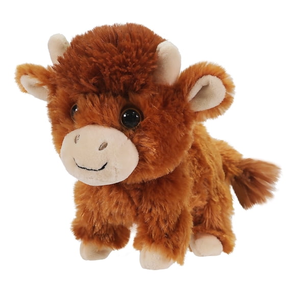 Rirozkan Highland Cow Plush, Soft Cow Stuffed Animal, 6 Inch Mini Cow Toy, Brown Cow Doll, Cute Plush Cow for Bedroom Decor, Shelf Decor, Gift
