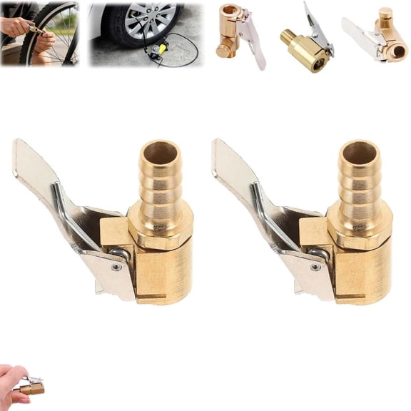 Rirozkan Inflator Pump Nozzle, 2 Pack Brass Quick Connect Adapter, Air Compressor Hose Fitting, 8mm Replacement Tip for Car Tire Accessories Garage Shop Repair Tool