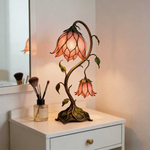 Rirozkan Lantern Figurine, Resin Flower Fairy Night Light, Glowing LED Sculpture, Tabletop Lamp, Home Decor Ornament, Ambience Decoration for Living Room Bedroom Shelf