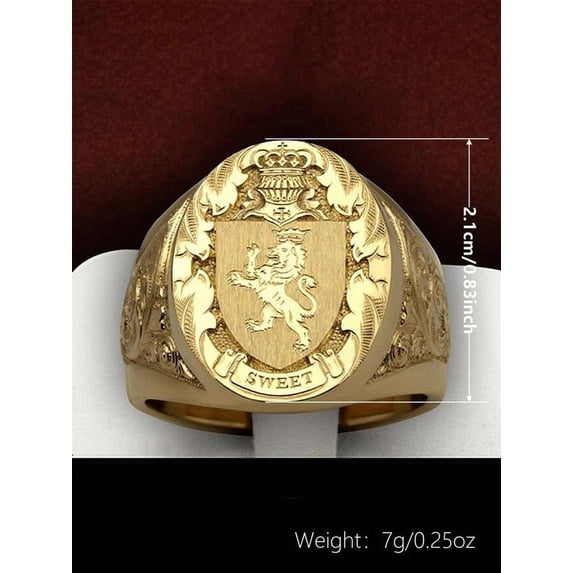 Rirozkan Lion Ring for Men Women, Stainless Steel Engraved Ring, Animal Signet Statement Ring, Punk Fashion Jewelry for Anniversary Party Gift
