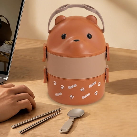 Rirozkan Lunch Box For Work, Double Layer Bento Box, Large Capacity Food Container, Japanese Style Lunch Kit, With Spoon And Handle For Office