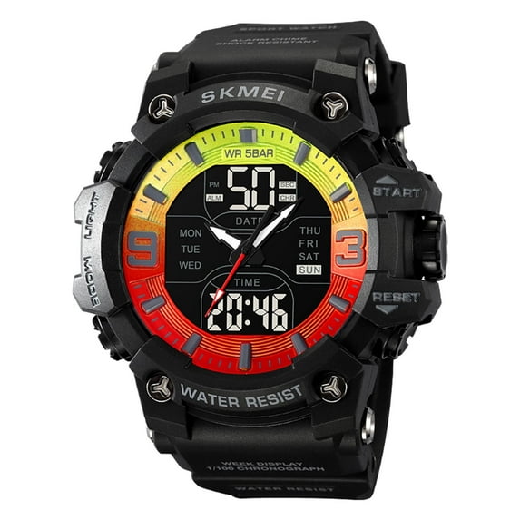 Rirozkan Men's Digital Watch, Waterproof Sport Watch with Stopwatch and LED Light, Military Style Wristwatch for Running Outdoor and Casual Daily Use, Multicolor
