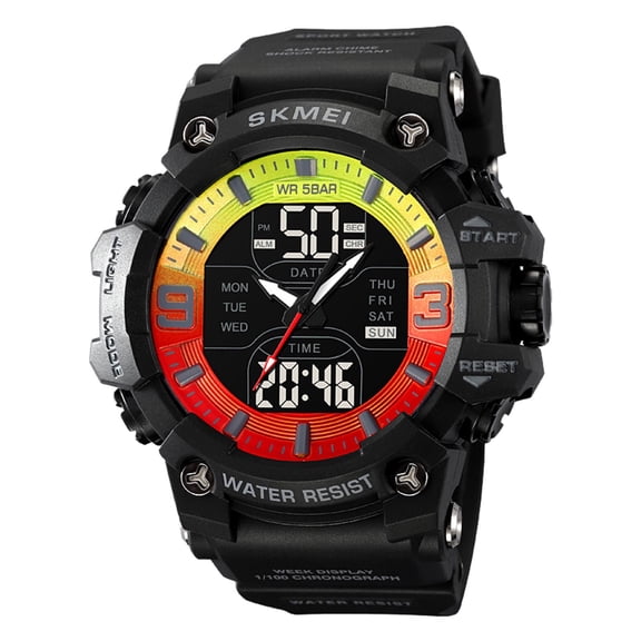 Rirozkan Men's Digital Watch, Waterproof Sport Watch with Stopwatch and LED Light, Military Style Wristwatch for Running Outdoor and Casual Daily Use, Multicolor