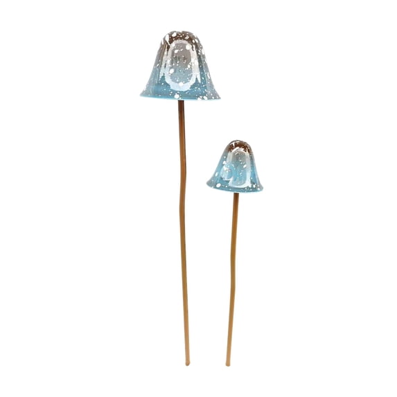Rirozkan Mushroom Garden Stake, 2 Pack Green Speckled Metal Yard Art, Decorative Ornament for Flower Pot, Planter, Outdoor Garden Decor