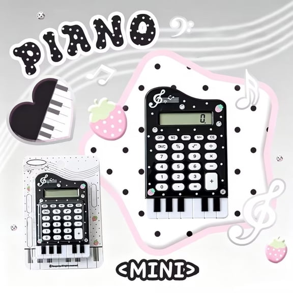 Rirozkan Music Note Calculator, Piano Themed Cute Calculator with 8-Digit Display for Desk and Office
