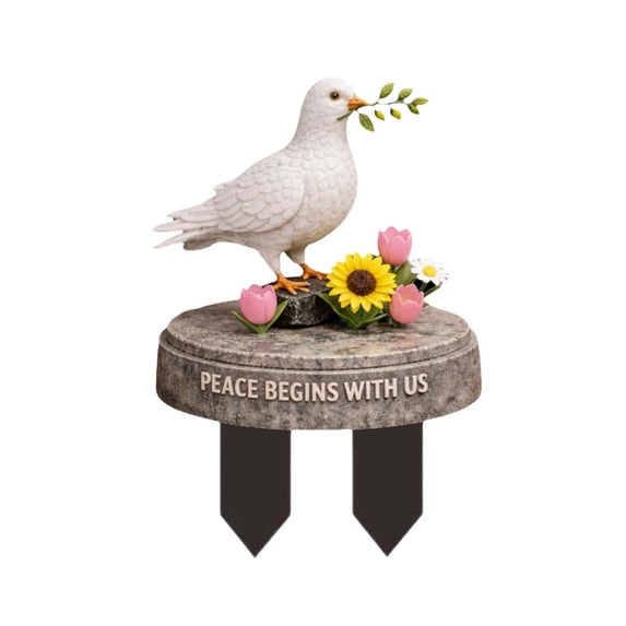 Rirozkan Peace Dove Garden Flag, 2D Metal Peace Sign Yard Art, Outdoor Metal Stake Decor, Anti War Symbol for Lawn, Garden Decor for Flower Bed Porch