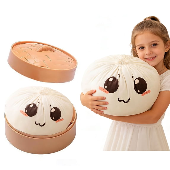 Rirozkan Pillow, Dumpling and Bun Shaped Cushion, Fun Food Pillow for Sofa, Couch and Bed, Soft Plush Decorative Pillow, Novelty Gift for Home and Lounge, B