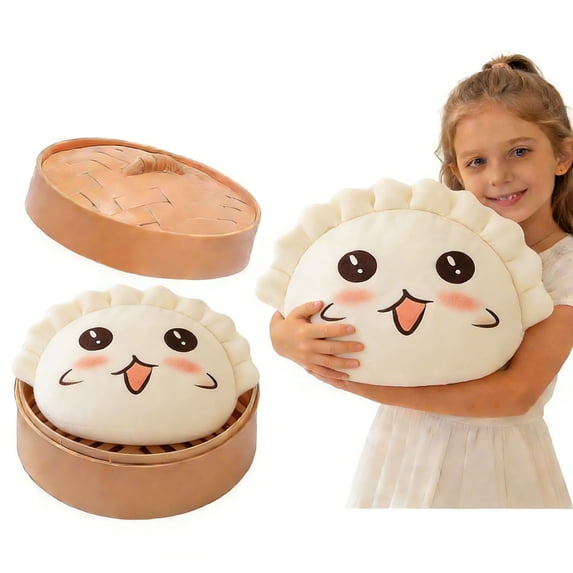 Rirozkan Pillow, Dumpling and Bun Shaped Cushion, Fun Food Pillow for Sofa, Couch and Bed, Soft Plush Decorative Pillow, Novelty Gift for Home and Lounge, D