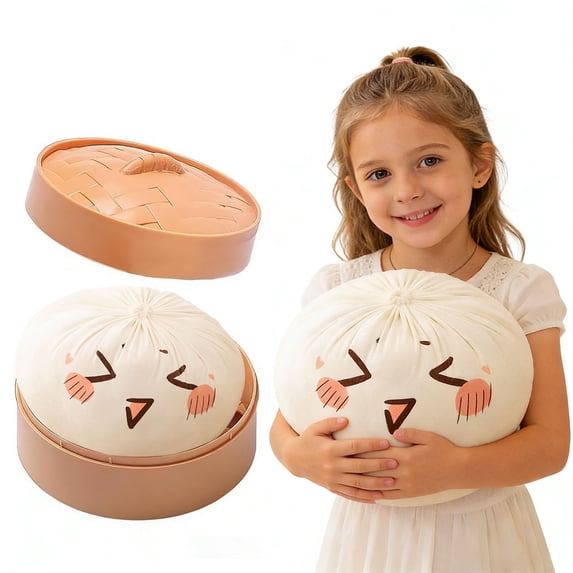 Rirozkan Pillow, Dumpling and Bun Shaped Cushion, Fun Food Pillow for Sofa, Couch and Bed, Soft Plush Decorative Pillow, Novelty Gift for Home and Lounge, A