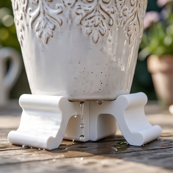 Rirozkan Plants Pot Risers, 3 Pack Invisible Plastic Feet Elevators for Indoor Outdoor Planters, Drainage Protection