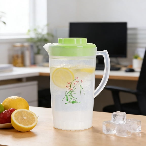 Rirozkan Plastic Pitcher, Plastic Pitcher with Lid, 1 Gallon Large Juice Pitcher, Orchid Pattern Clear Acrylic Water Jug for Iced Tea Lemonade