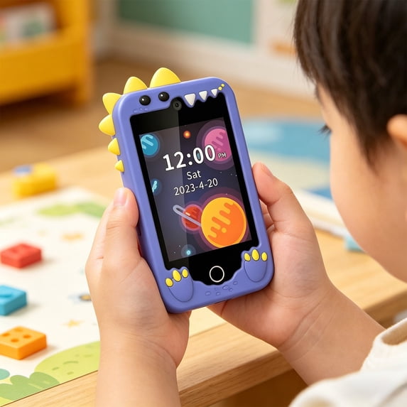 Rirozkan Pretend Cell Phone, Smart Play Phone with Dual Camera and Touchscreen, Music Recorder 512MB Memory for Imaginative Play