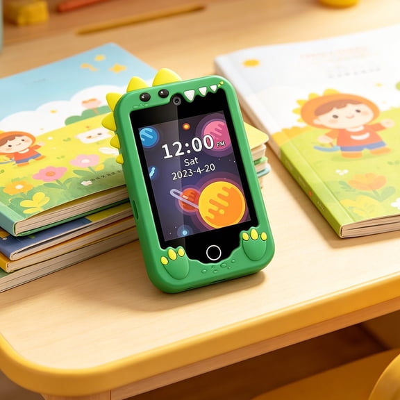 Rirozkan Pretend Cell Phone, Smart Play Phone with Dual Camera and Touchscreen, Music Recorder 512MB Memory for Imaginative Play