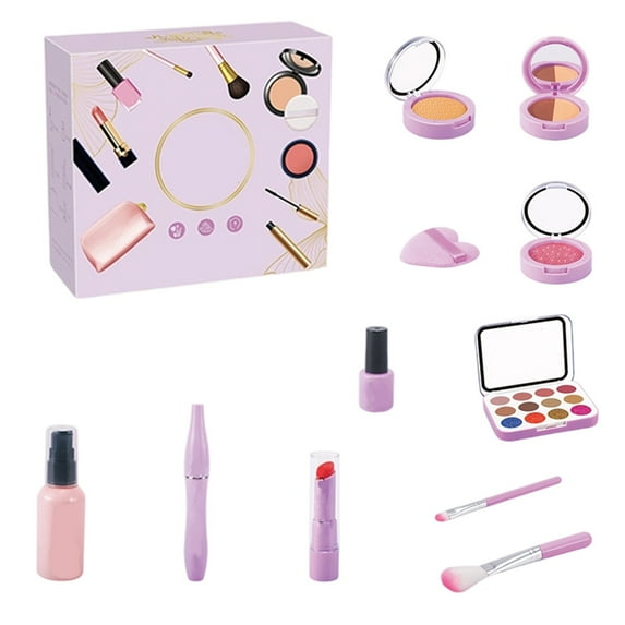 Rirozkan Pretend Play Makeup Set, Simulation Cosmetics Dressing Toy, Complete Vanity Kit with Mirror and Accessories for Role Play and Creative Fun, Purple