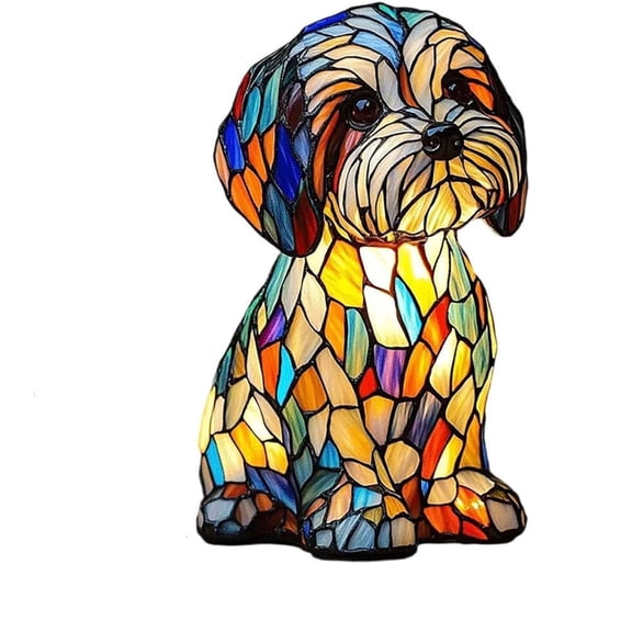 Rirozkan Pup Night Light, 3D Stained Resin Dog Lamp, USB Powered LED Table Lamp, Decorative Non-Dazzling Light, for Bedroom or Living Room