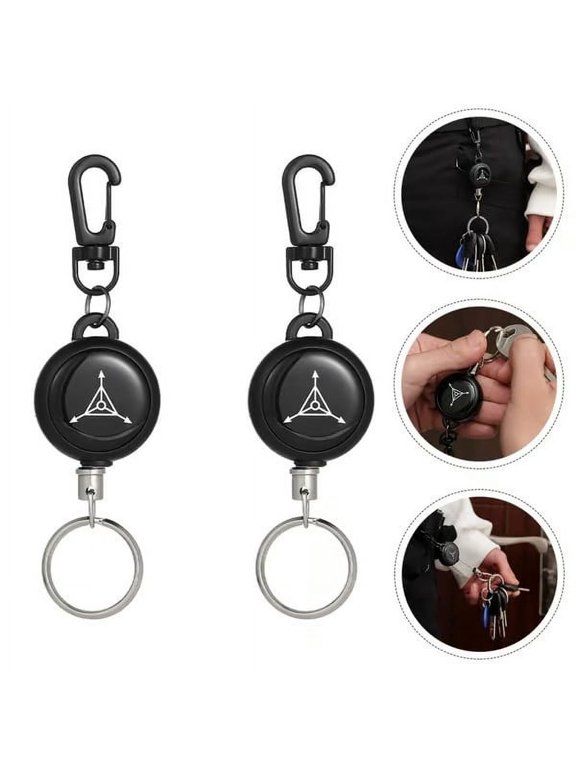 Retractable Key Chain, High Resilience Steel Wire Tether Reel for EDC Loss Prevention Theft Deterrent Badge Holder