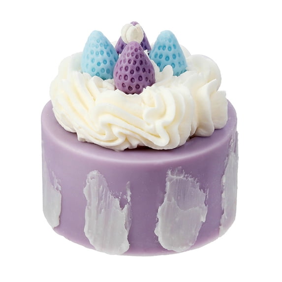 Rirozkan Scented Candle, Purple Strawberry Cake Design Jar Candle, Sweet Fragrance Soy Wax Candle, Decorative Candle for Birthday Gift, Holiday Souvenir for Friends, Purple