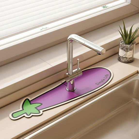 Rirozkan Sink Mat, Diatomaceous Earth Absorbent Mat, 4x15 Inch Splash Guard for Kitchen Faucet, Draining Mat for Sink and Countertop, Waterproof Mat for Bathroom, B