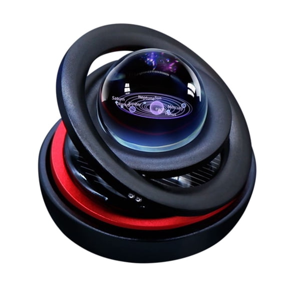 Rirozkan Solar Car Air Freshener, Rotating Double Ring Hanging Ornament, Aromatherapy Decor, Sun Powered Continuous Scent for Vehicle Interior Rearview Mirror