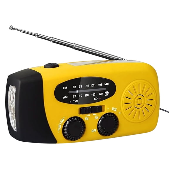 Rirozkan Solar Emergency Radio, Hand Crank AM/FM/NOAA Weather Radio with Phone Charger, 2000mAh Power Bank Flashlight for Camping