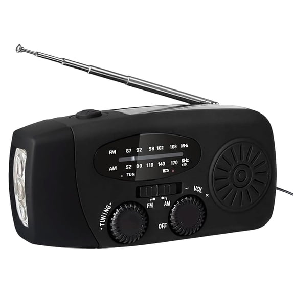 Rirozkan Solar Emergency Radio, Hand Crank AM/FM/NOAA Weather Radio with Phone Charger, 2000mAh Power Bank Flashlight for Camping