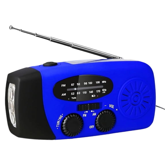 Rirozkan Solar Emergency Radio, Hand Crank AM/FM/NOAA Weather Radio with Phone Charger, 2000mAh Power Bank Flashlight for Camping
