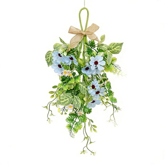 Rirozkan Spring Floral Hanging Decoration, Artificial Daisy Flower Garland, Door Wall Hanging Decor, Faux Greenery Swag, for Home Porch, Garden, Indoor Outdoor Spring Decor