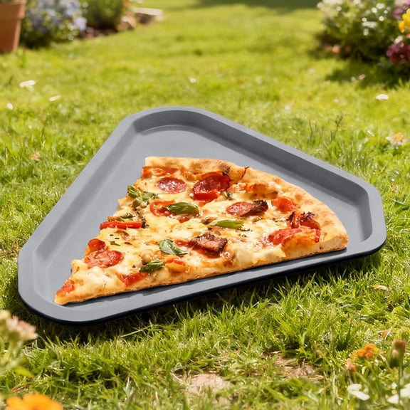 Rirozkan Triangle Serving Tray, Thick Plastic Food Tray, Frosted Restaurant Tray for Appetizers, Snacks, and Home Kitchen Use, Gray