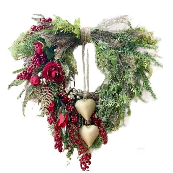 Rirozkan Valentine's Day Heart Wreath, Farmhouse Style Floral Decor, Rustic Home Accent for Front Door or Indoor Wall