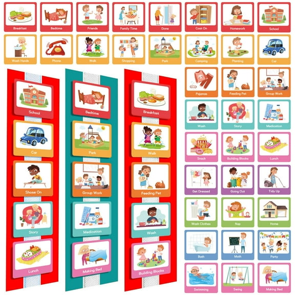 Rirozkan Visual Schedule Cards, Nonverbal Communication Routine Chart, Daily Planning Tool for Home Learning and Organization