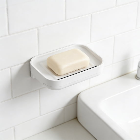 Rirozkan Wall Mount Soap Holder, No Drill Self Adhesive Soap Rack, Draining Suction Cup Soap Dish for Bathroom, Shower, Kitchen Sink