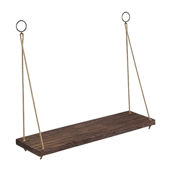 Rirozkan Wall Shelf, Hanging Rope Storage Board, 6 Feet Wooden Wall Mounted Organizer for Plants Pots and Decorative Display, Rustic Home Decor
