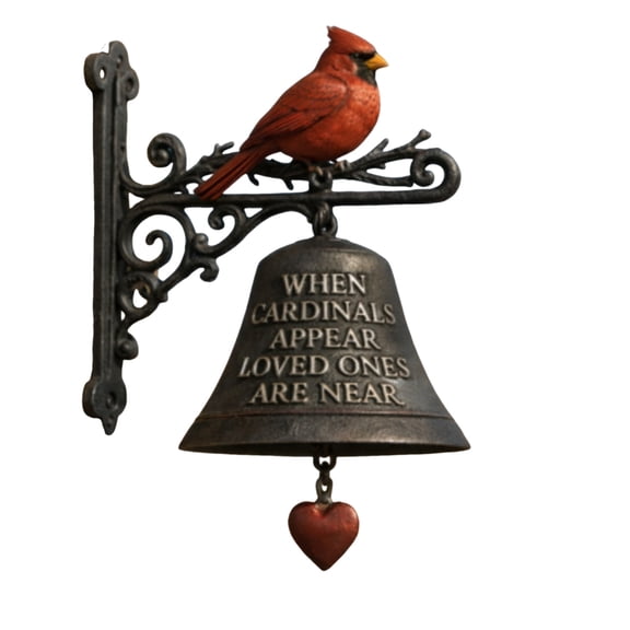 Rirozkan Wind Chime Doorbell, Memorial Garden Bell With Red Bird Design, Outdoor Hanging Decor, For Front Door, Patio, Porch, And Garden Decoration