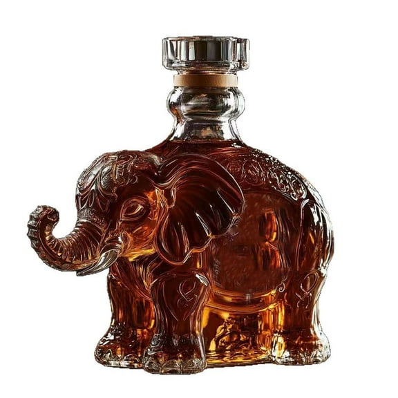 Rirozkan Wine Bottle, Elephant Shape Glass Decanter, Unique Liquor Container for Gifts Party Home Bar Display, White