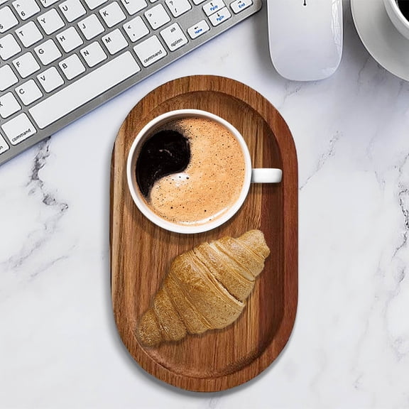 Rirozkan Wooden Serving Tray, Elliptical Wood Platter for Bread Fruit and Cheese, 8x5 Inch Handmade Dining Board for Kitchen and Table Setting, Brown