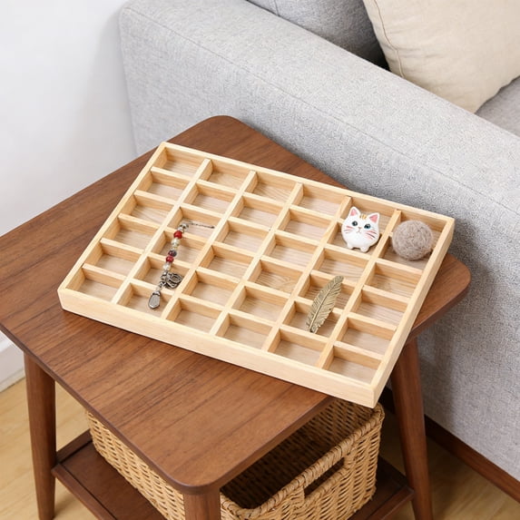 Rirozkan Wooden Sorting Tray, Multi Compartment Display And Storage Box, Organizer For Jewelry, Crafts, Office Supplies, And Kitchen Countertop