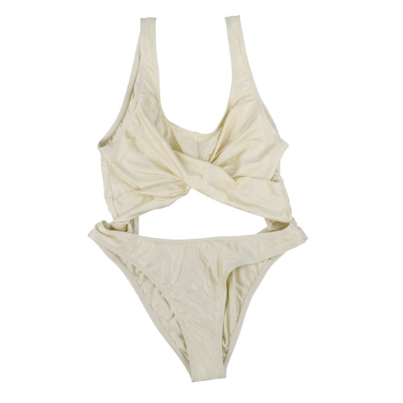 Ris-K Women's Flux Cutout One-Piece Swimsuit Cream Large New