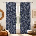 thumbnail image 1 of RisChhery Blue 52x63 Blackout Curtains,Print Floral Thermal Insulated Grommet Window Drapes for Bedroom,Set of 2, 1 of 7