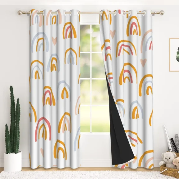 RisChhery Boho Colorful Rainbow Design Blackout Curtains, Light Blocking, Grommet Top, 42 x 63 Inches, Set of 2