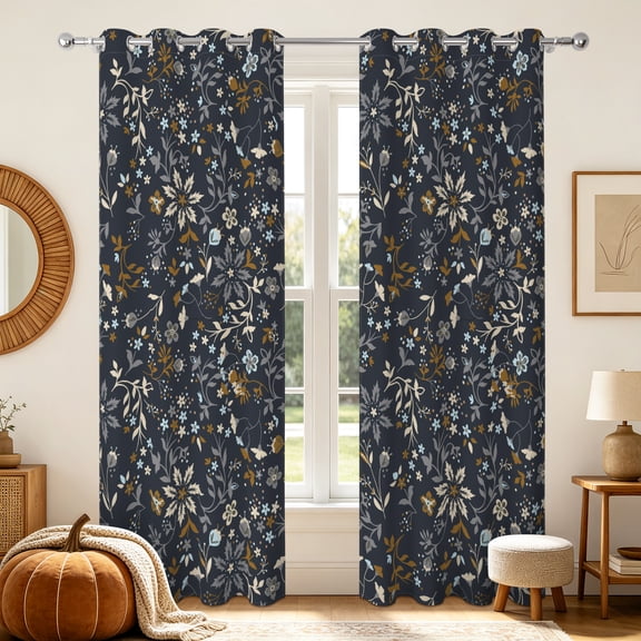 RisChhery Tribal Flower Blackout Curtains for Bedroom,42x63 Thermal Insulated Grommet Window Drapes,2 Panels