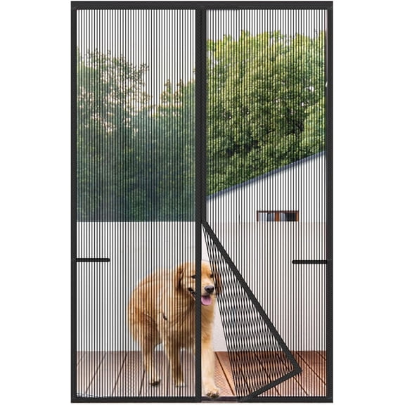Risareyi Magnetic Screen Door Heavy Duty, Front Closure Thicken Tear-Resistant Mesh Keep Bugs Out, Black - Net Curtain Itself Size 30" x 72"